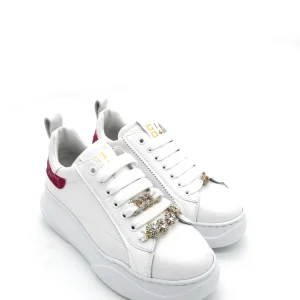 Sneaker pelle donna GIO+ Giada09 combi Monogramma Bianca Fuxia