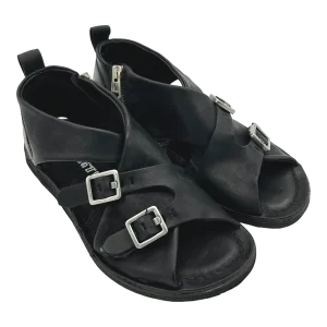Sandali bassi pelle donna Black AS98 - A16048 -