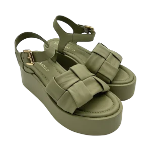 Sandalo zeppa pelle Elvio Zanon Kaki -EB0904X-