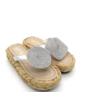 Ciabatta donna raffia Strategia Silver - S54 -