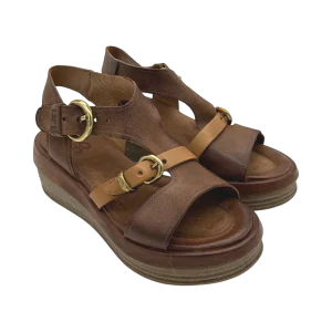 Sandalo in pelle zeppa donna AS98 Calvados   - C02006 -