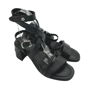 Sandalo tacco pelle donna AS98 Nero  - B96002 -