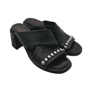 Sandalo tacco pelle donna AS98 Nero  - B96003 -