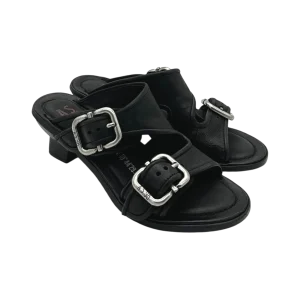 Sandalo tacco pelle donna AS98 Nero  - C03007 -