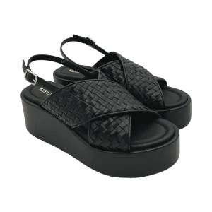 Sandalo zeppa pelle Elvio Zanon Nero -EB0902X-