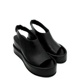 Sandalo zeppa pelle donna Strategia Nero - L03 -