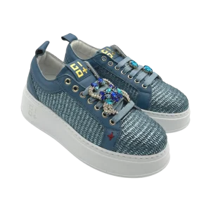 Sneakers pelle donna GIO+ Combi Raffia Jeans   -PIA350 B-