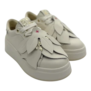 Sneakers pelle donna GIO+ Combi flowers latte -Oliva 00A -