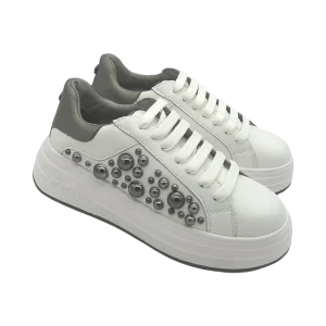 Sneakers donna Apepazza pelle borchie White - Lucrezia -