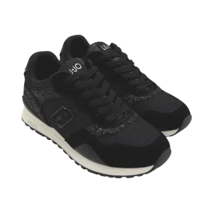 Sneakers pelle LIUJO Black Glitter - Maxi Wonder Low 02 -