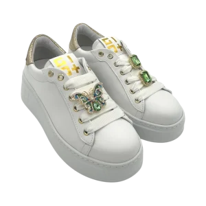 Sneakers pelle donna GIO+ Combi White Platino  - PIA304 C -