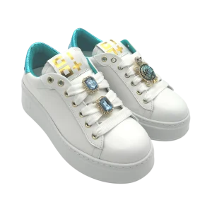 Sneakers pelle donna GIO+ Combi White Tarta Azzurro  - PIA252 A -