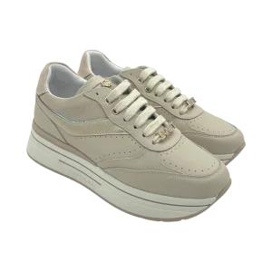 Sneakers pelle donna Janet & Janet Beige-Platino  -  Venezia 020 -
