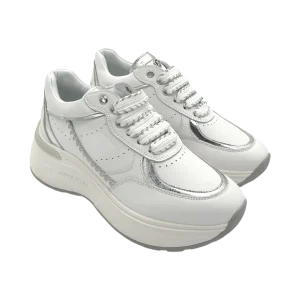 Sneakers pelle donna Janet & Janet White-Silver - Firenze 060 -