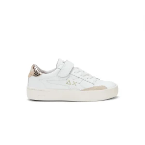 Sun68 Girl'S Katy Leather Kid Bianco Oro