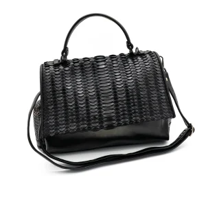 Borsa donna in pelle intrecciata Reptile's House's Nadine Nero