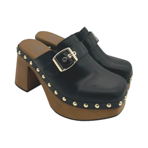 Zoccolo pelle donna Miss Olivia Nero - Eva A-