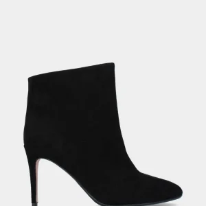 Stivaletto nero in pelle con gambale asimmetrico