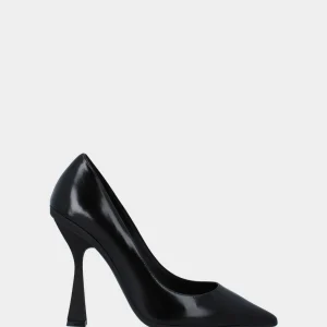 Décolleté nera in pelle con tacco sottile incavato