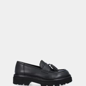 Mocassino nero in pelle modello combat