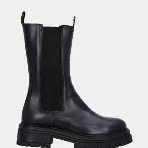 Stivale combat nero in pelle con suola monoblocco