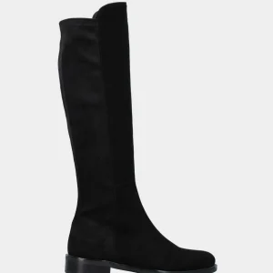Stivale nero in camoscio pull-on con retro elasticizzato
