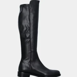 Stivale nero in pelle pull-on con retro elasticizzato