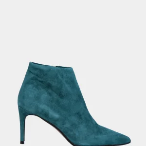 Stivaletto ottanio in pelle con cerniera e tacco a stiletto