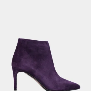 Stivaletto viola in pelle con cerniera e tacco a stiletto