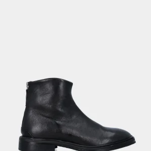 Stivaletto nero in pelle liscio con tacco basso