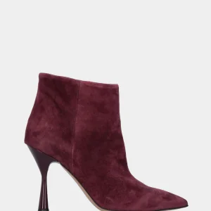 Stivaletto in camoscio bordeaux con tacco 100 mm