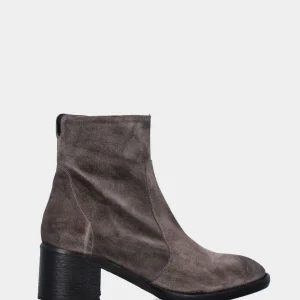 Stivaletto in crosta taupe con cerniera laterale