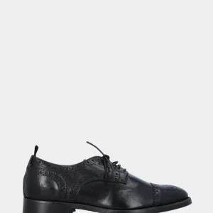 Derby in vitello nero con tacco da 20 mm e dettagli brogue