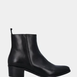 Stivaletto in vitello nero con cerniera laterale e tacco 40 mm