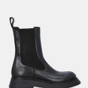 Beatles in vitello nero con fasce elastiche e platform scalettato