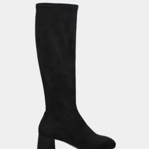 Stivale in velour nero con gambale elasticizzato