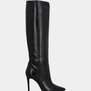 Stivale a tubo in nappa nero con tacco stiletto 110mm