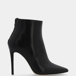 Stivaletto in nappa nera con tacco a stiletto e cerniera posteriore