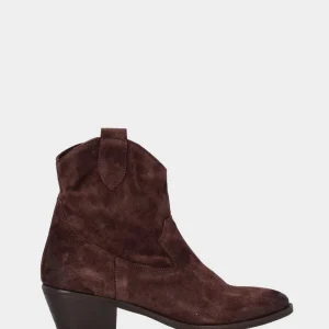 Camperos tronchetto in velour testa di moro con ricamo sul collo