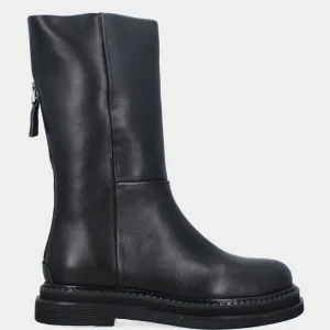 Biker in vitello nero con cerniera posteriore e suola monoblocco