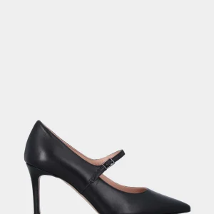 Mary Jane in nappa nera con tacco stiletto e punta sfilata