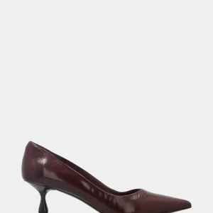 Décolleté in verlux bordeaux con tacco a calice