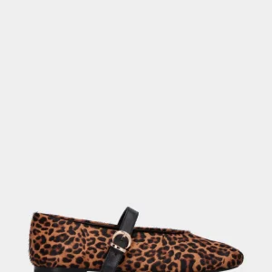 Ballerina Mary Jane in cavallino leopardato con tacco basso