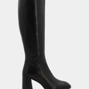 Stivale in nappa nero con tacco a blocco stondato 70mm