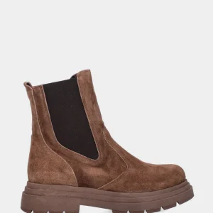 Beatles combat in camoscio marrone con platform e tacco monoblocco