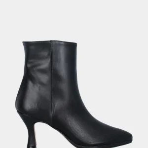 Stivaletto in nappa nera con tacco a calice e plateau discreto