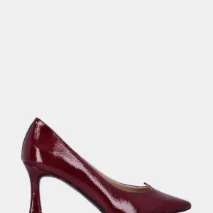 Décolleté in verlux bordeaux con scollo a onde e tacco incavato