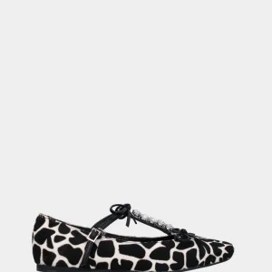 Ballerina in cavallino stampa giraffa con cinturino e strass