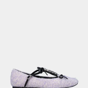 Ballerina in astrakan lilla con cinturino e strass