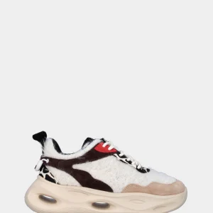 Sneaker in tessuto multicolor con suola monoblocco ondulata e traforata